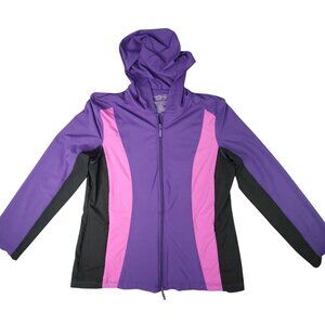 Tranquility Soma Jacket Womens Medium Purple Stripe Zip Athleisure Casual Hiking